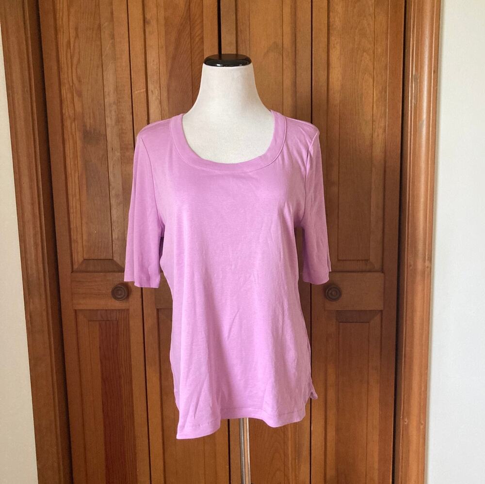 Talbots Lavender Scoop Neck Tee, Size LP